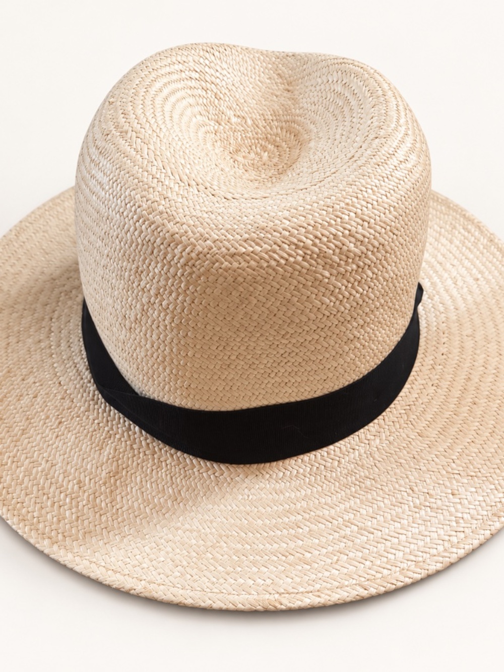 Rag & Bone Natural Straw Panama Fedora Hat Black Band DESCRIPTION: Classic Rag
